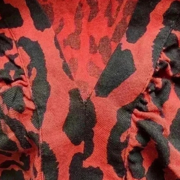 Zara Leopard Print Midi Dress Red and Black - Picture 12 of 13